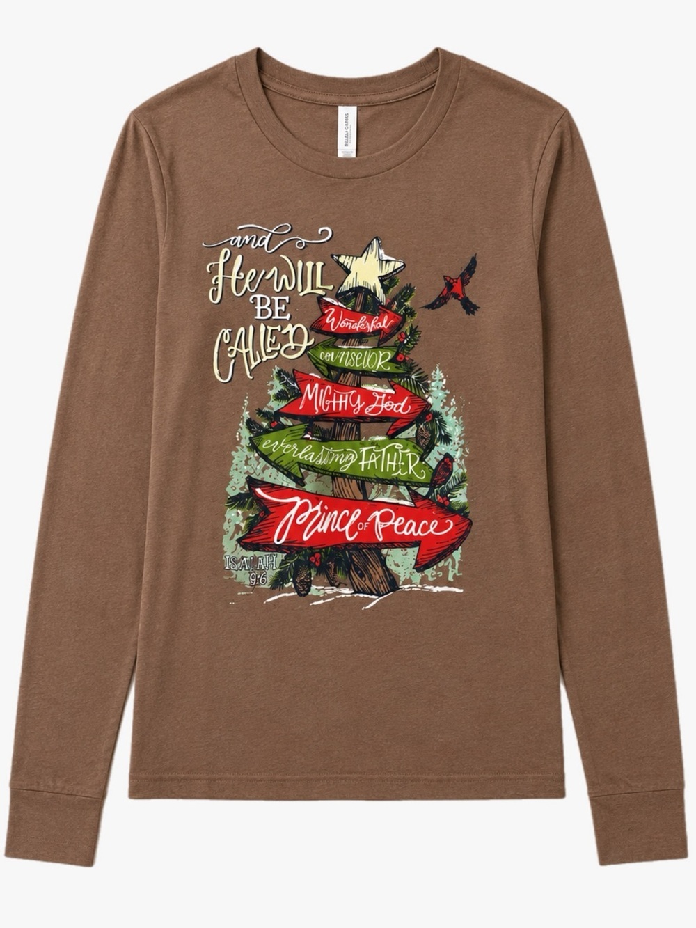 Christian Jesus Christmas Isaiah 9:6 Graphic Long Sleeve Shirt Plus Size 2X